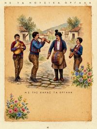 Με τα μουσικά όργανα, με της χαράς τα όργανα, ο τουλουμτζής, ο ζουρνατζής, ο νταουλτζής και ο λυριτζής