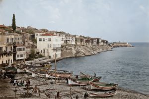 Πανοραμική άποψη της Πόλεως και του λιμένος της Τραπεζούντας του Πόντου στις αρχές του 1900