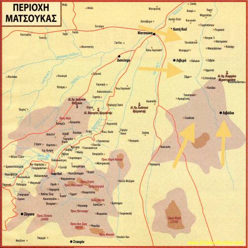 Χάρτης νοτίως της Τραπεζούντας όπου επισημαίνεται η περιφέρεια της Γαλίανας